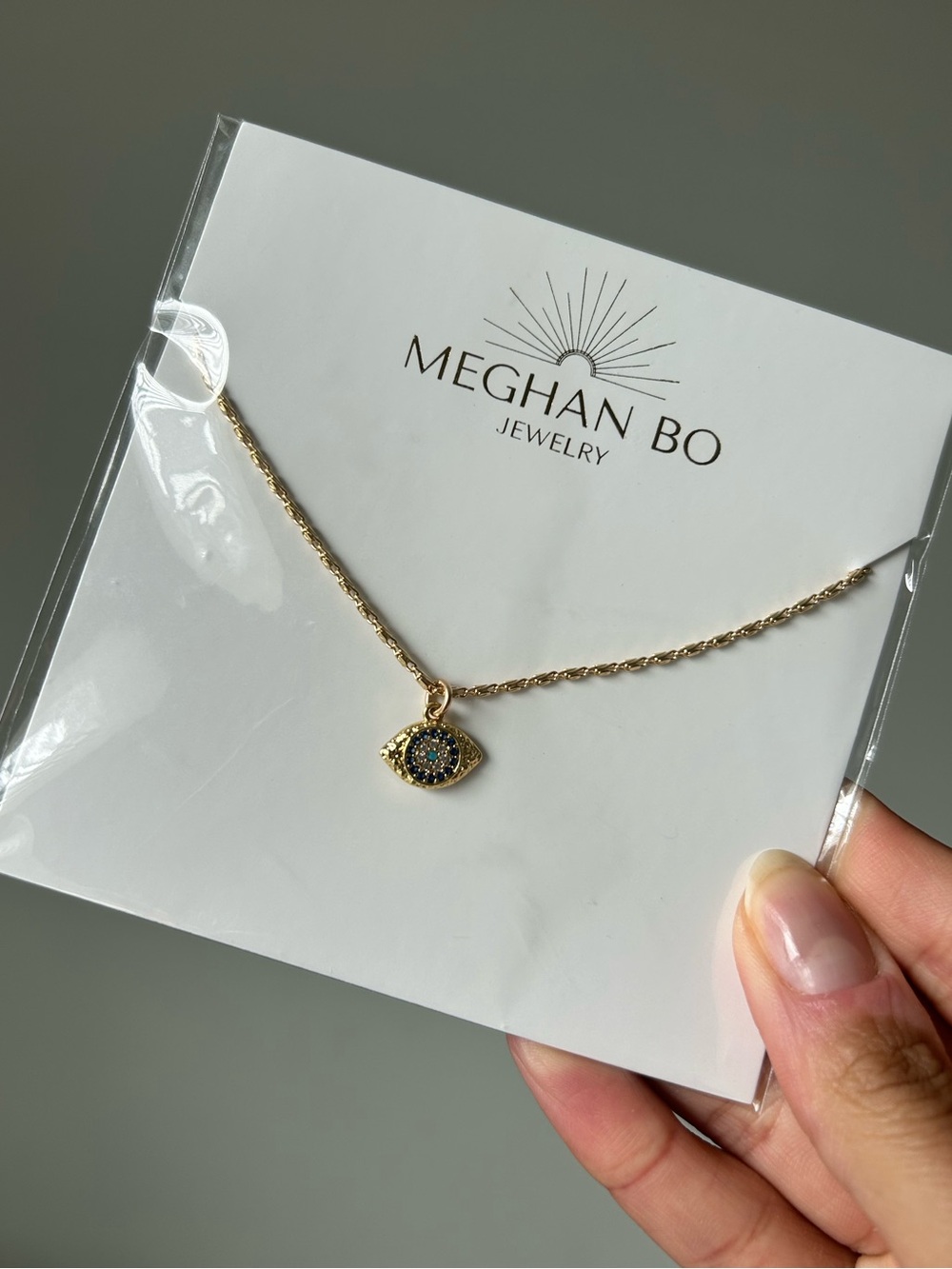 NWT Meghan Bo Jewelry Gold Evil Eye Necklace
